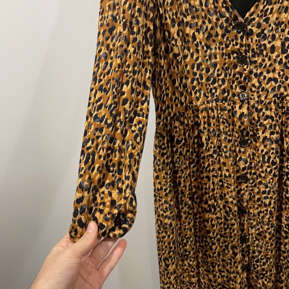 Zara cheetah print button down maxi dress quarter length sleeve super cute sz M - Picture 3 of 6